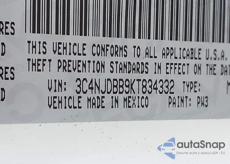 2019 Jeep Compass Latitude 4X4 from USA, damaged, VIN 3C4NJDBB9KT834332